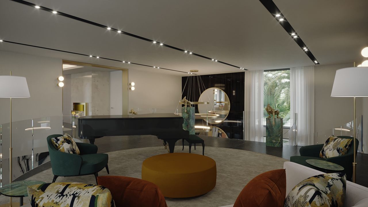 sala de estar com piano